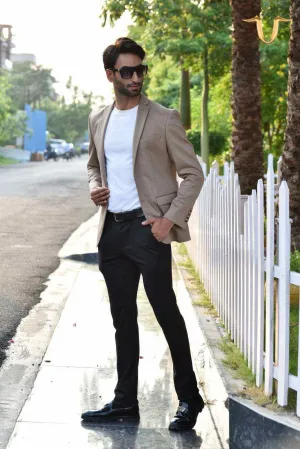 Camel Twill Knitted Blazer
