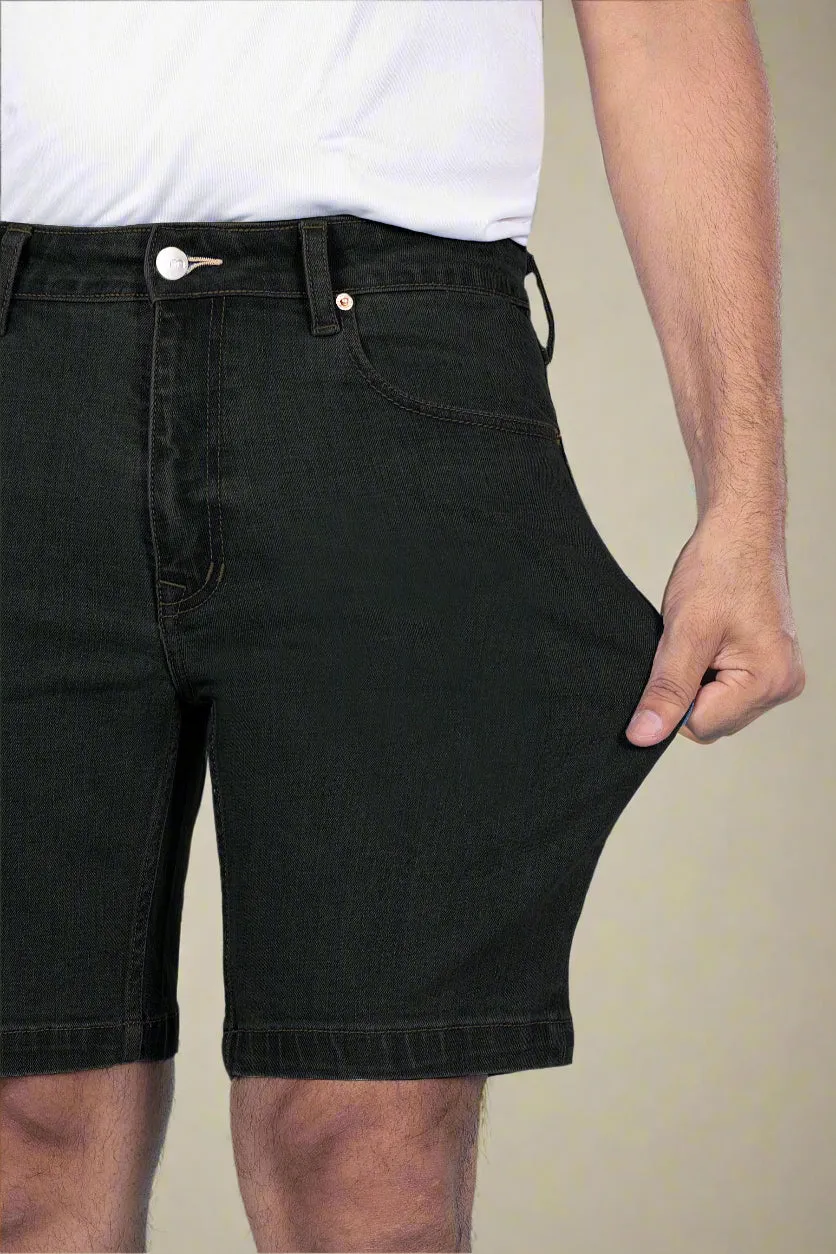 Carbon Black Denim Shorts