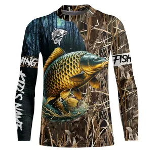Carp Fishing camo Customize Name UV protection long sleeves fishing shirt for kid NPQ103