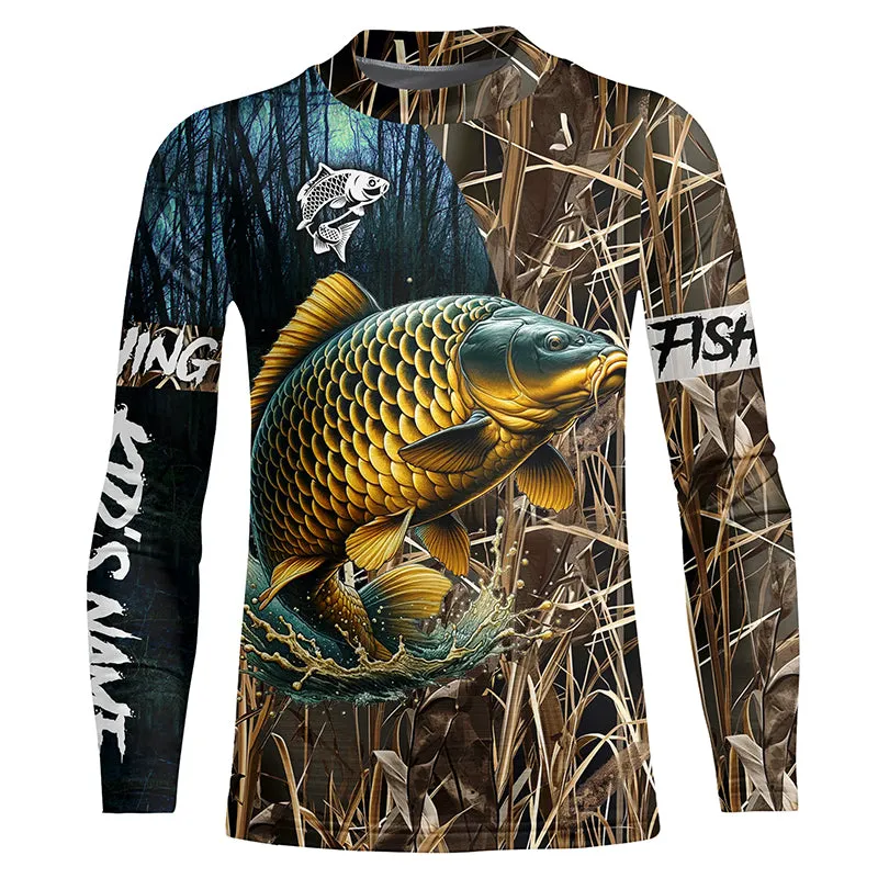 Carp Fishing camo Customize Name UV protection long sleeves fishing shirt for kid NPQ103