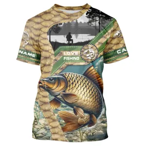 Carp Fishing Customize Name All-over Print Unisex fishing T-shirt NPQ120