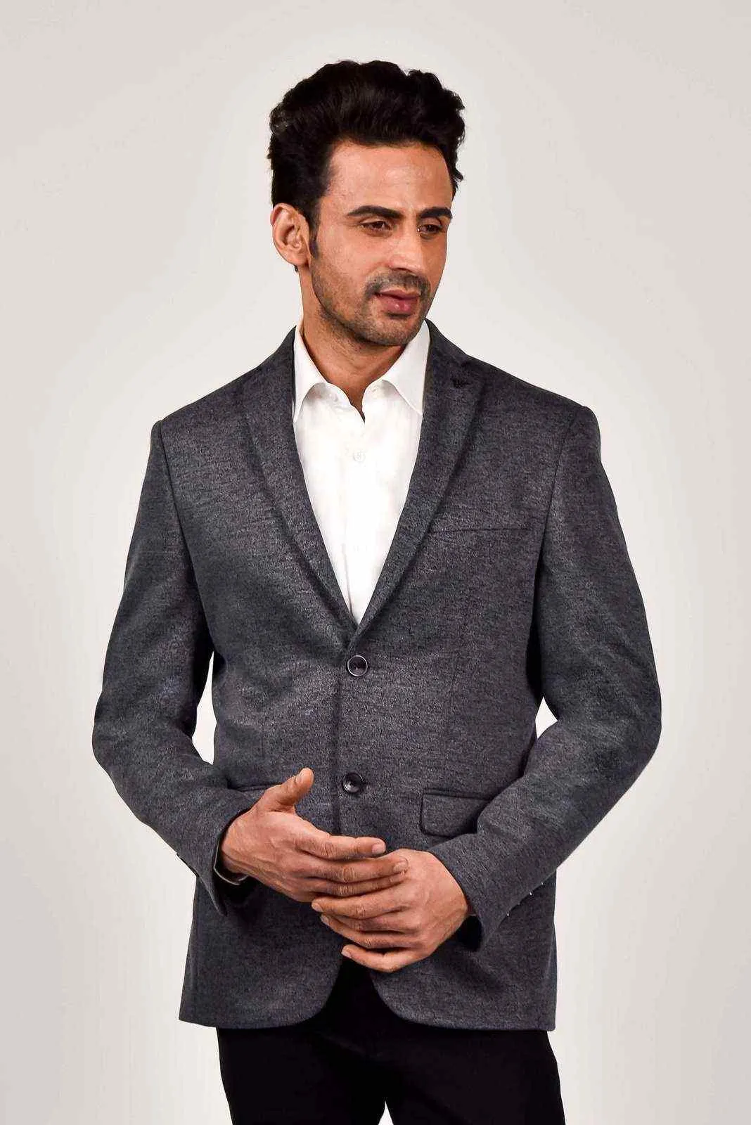 Charcoal Knitted Blazer