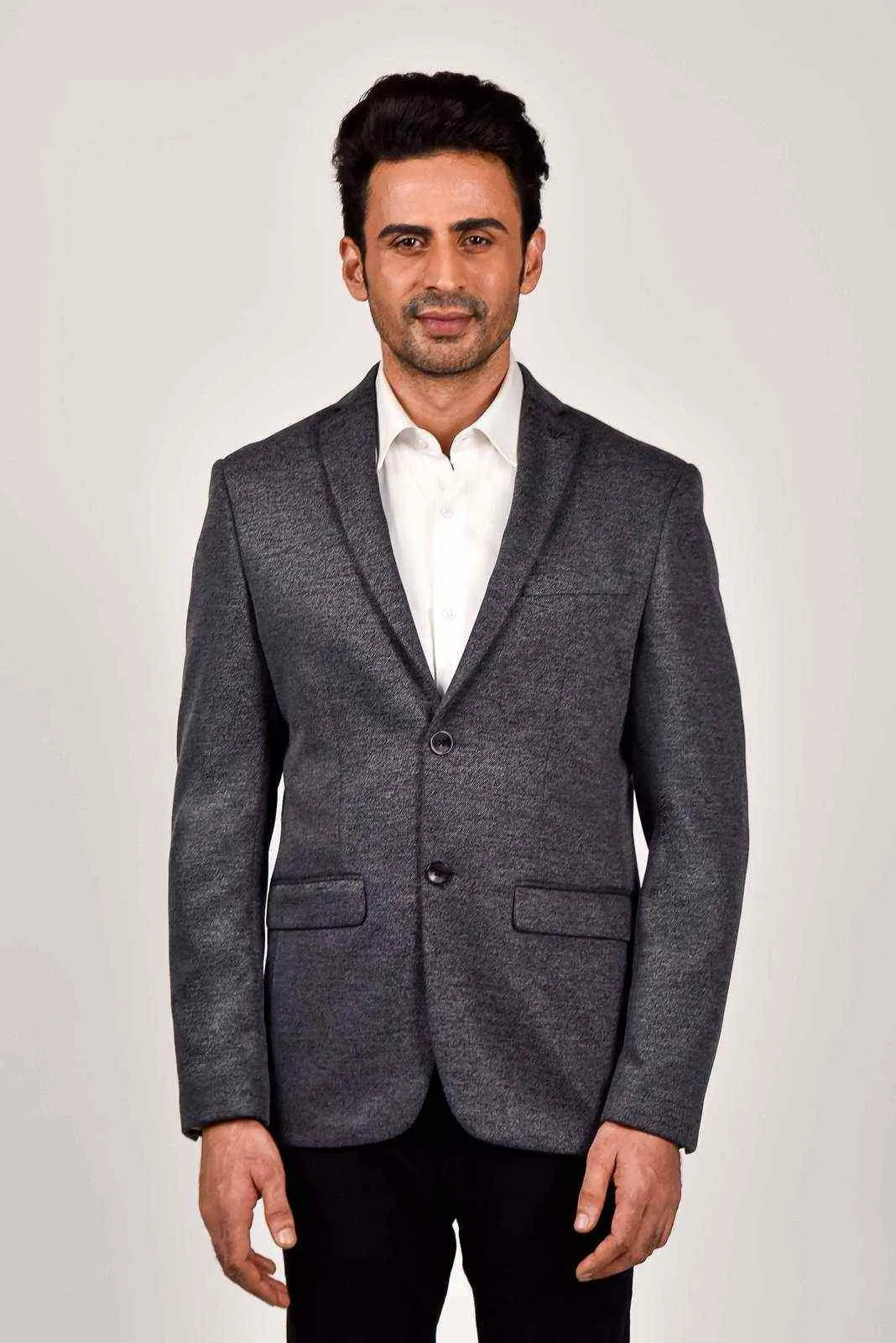 Charcoal Knitted Blazer