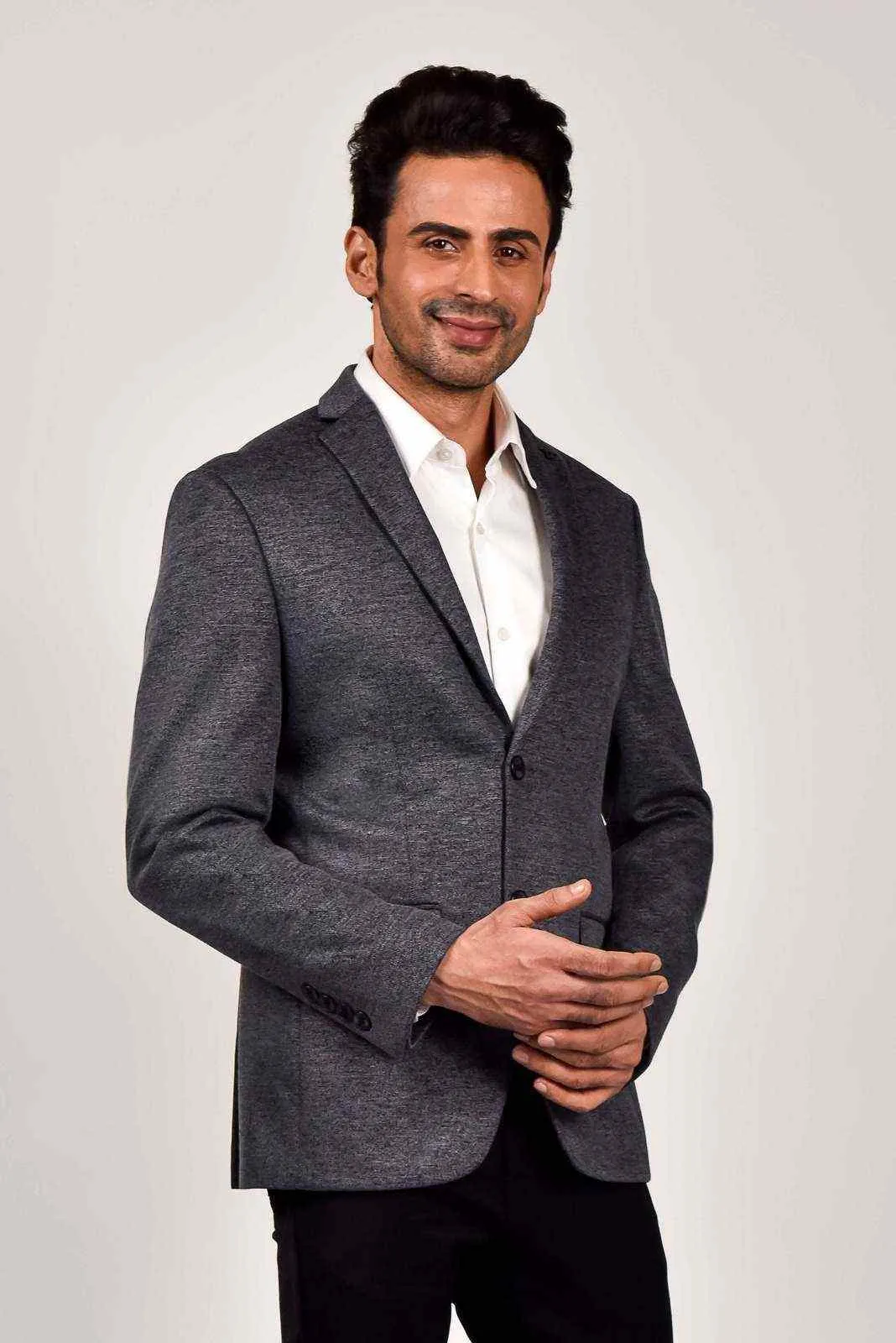 Charcoal Knitted Blazer