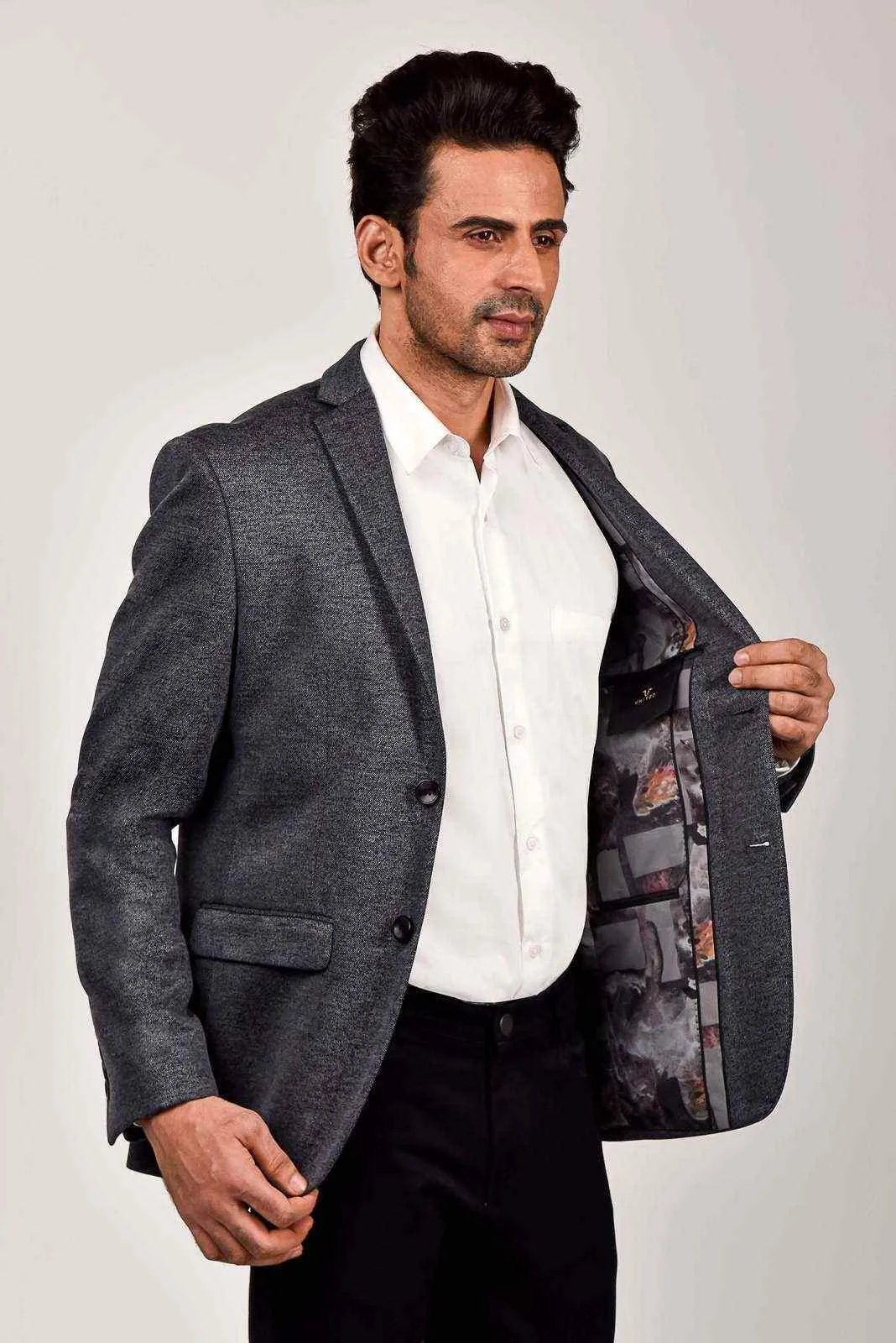 Charcoal Knitted Blazer