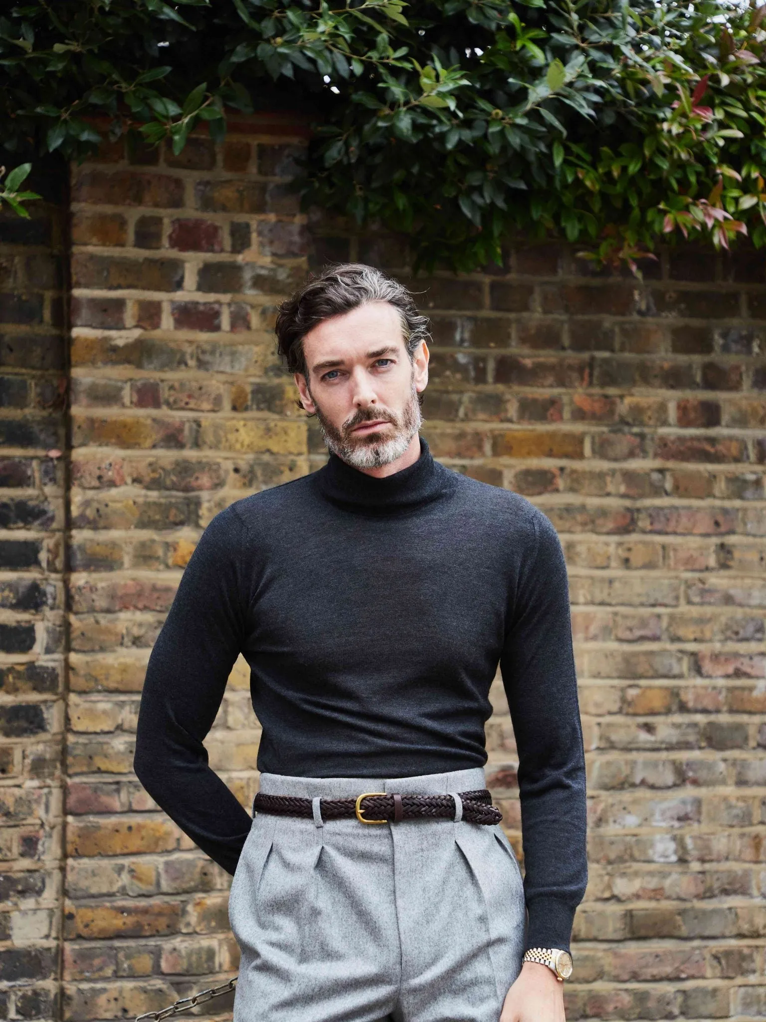 Charcoal Merino Roll Neck