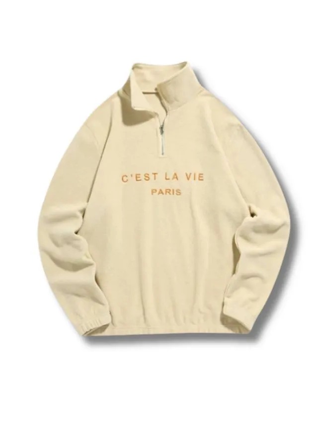 Charles - Zipper Collar fleece sweater with long sleeve