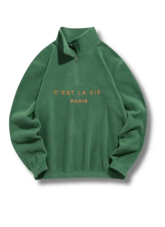 Charles - Zipper Collar fleece sweater with long sleeve