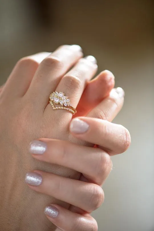 Chevron Half Diamond Eternity Ring