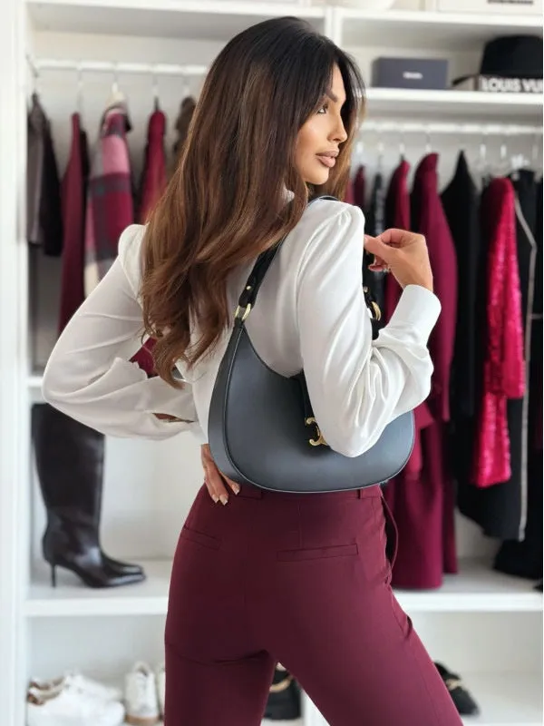 Chic Long-Sleeved Turndown Collar Blouse with Keyhole Detail