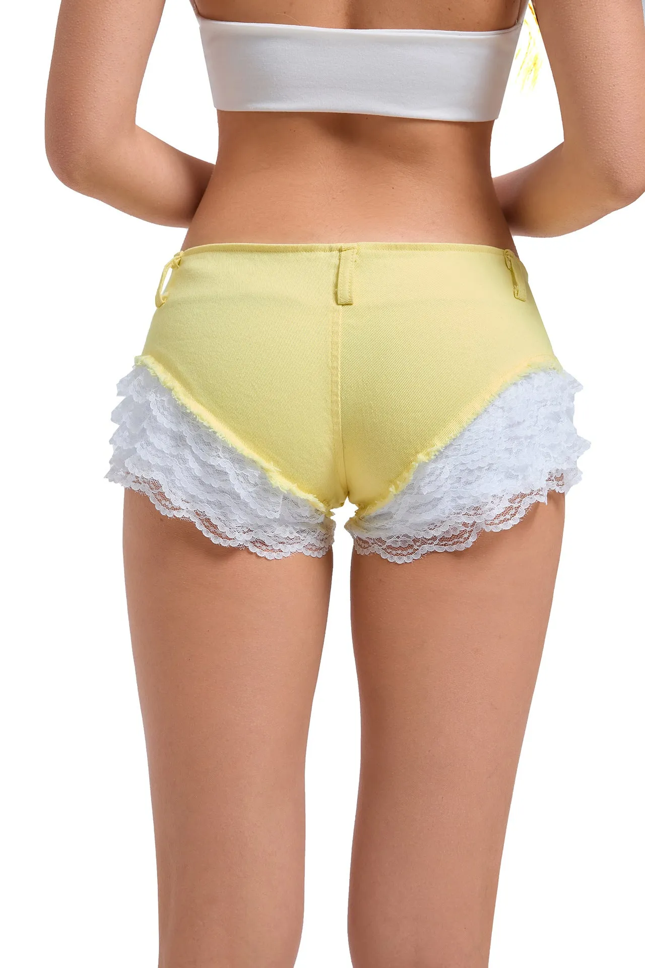 Chic Low-Waist Lace Patchwork Denim Hot Shorts