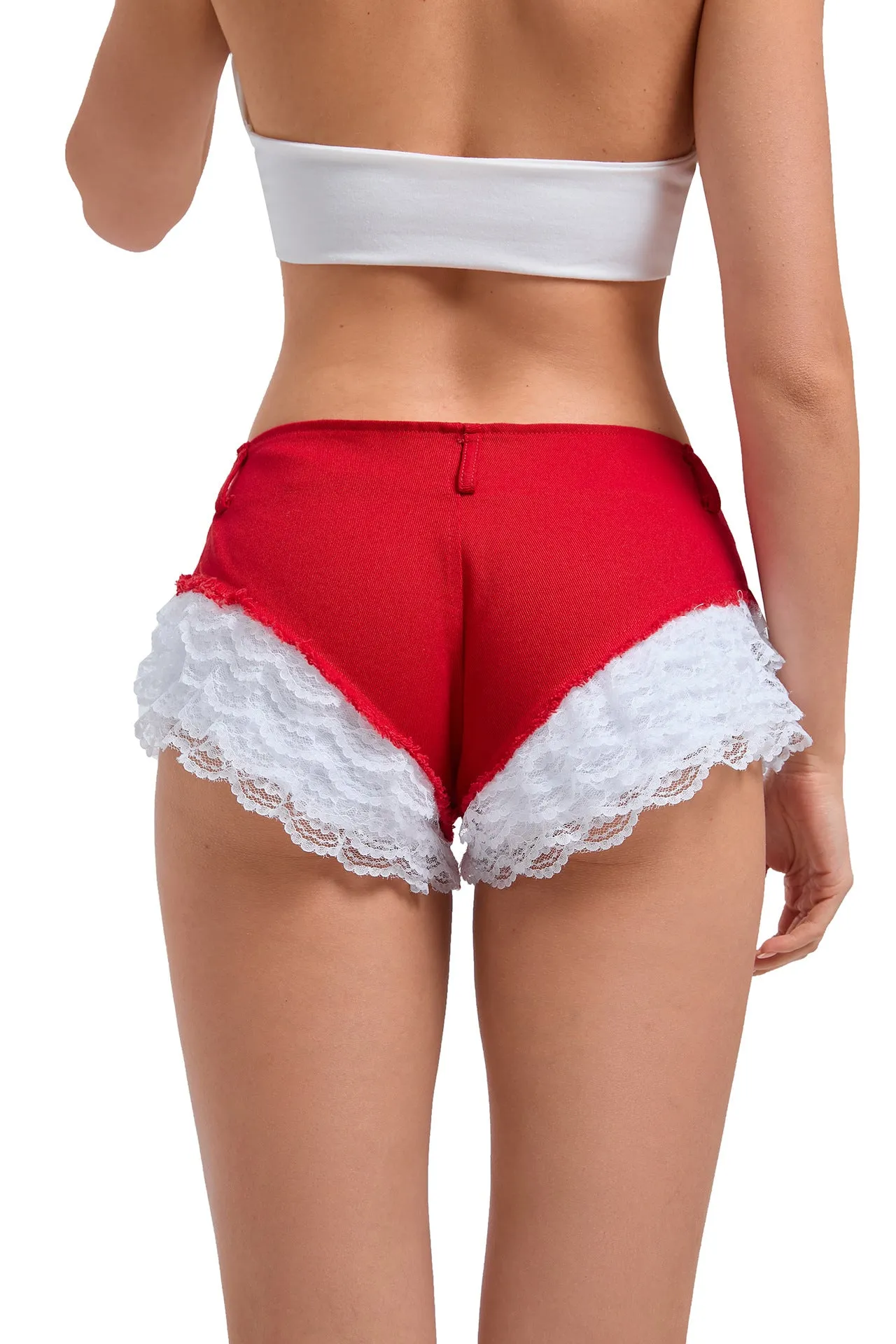 Chic Low-Waist Lace Patchwork Denim Hot Shorts