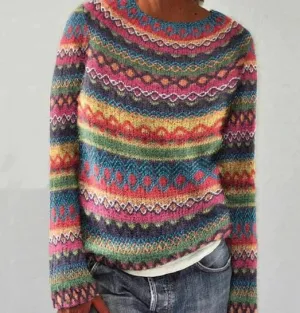 Chic Multicolored Striped Women's Sweater