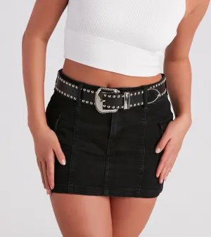 Chic Studded Western Buckle Belt