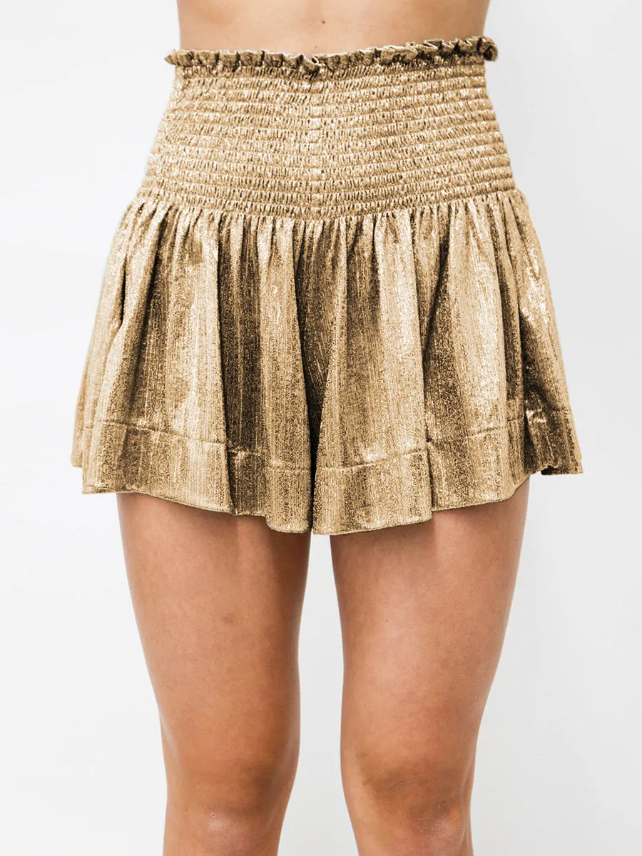 Choose To Sparkle Metallic Shorts - Gold