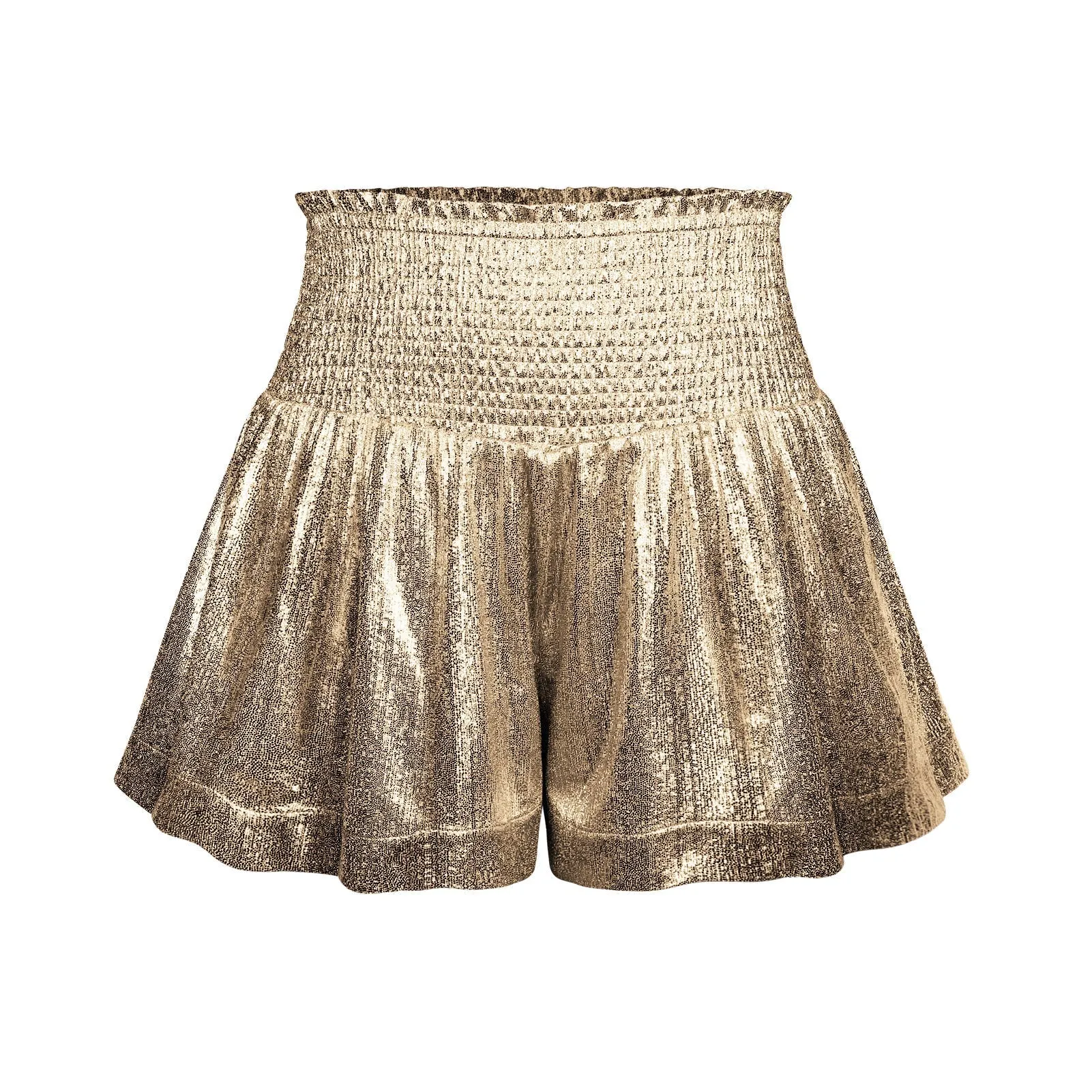 Choose To Sparkle Metallic Shorts - Gold