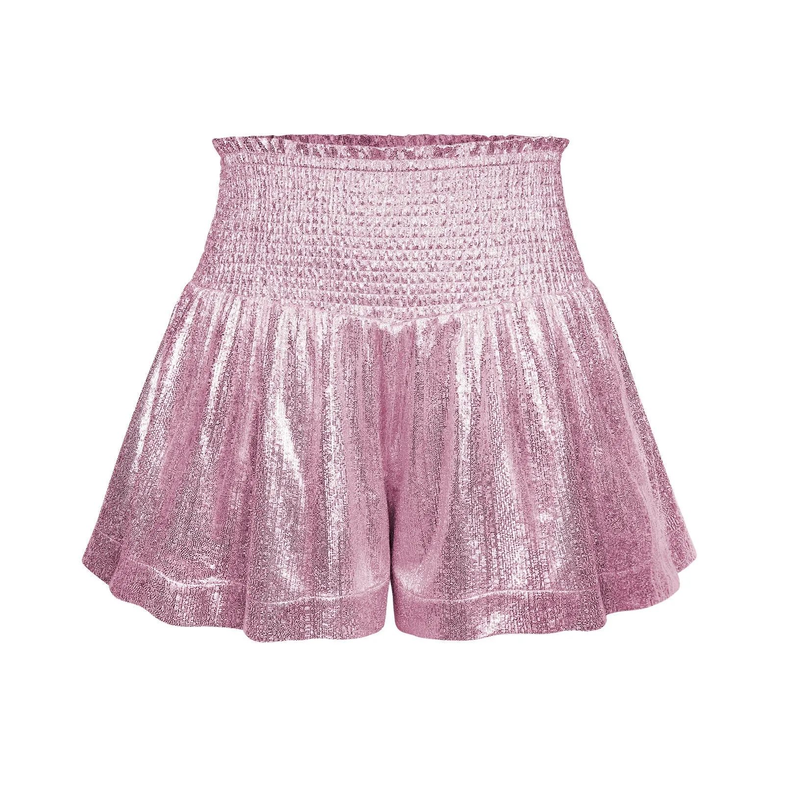 Choose To Sparkle Metallic Shorts - Pink