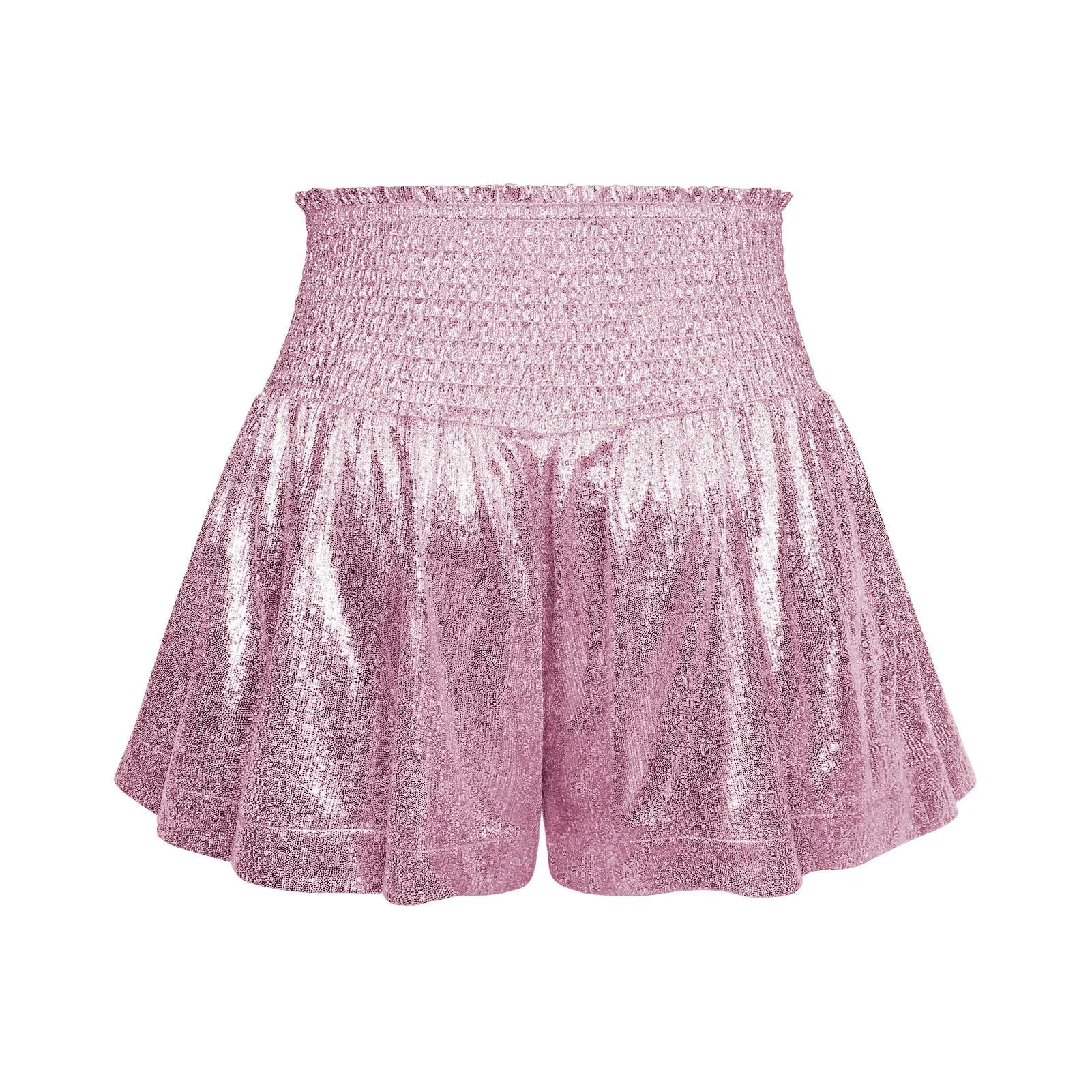 Choose To Sparkle Metallic Shorts - Pink