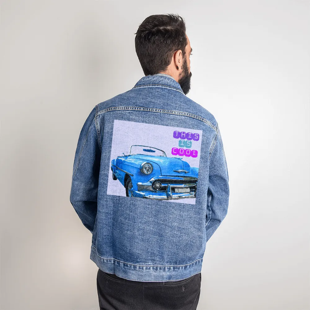 Classic Old Car is Cool DTG Denim Jacket for Men