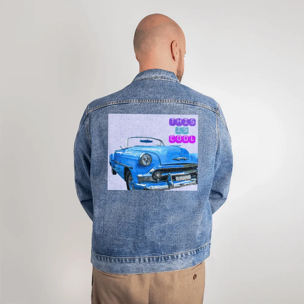 Classic Old Car is Cool DTG Denim Jacket for Men