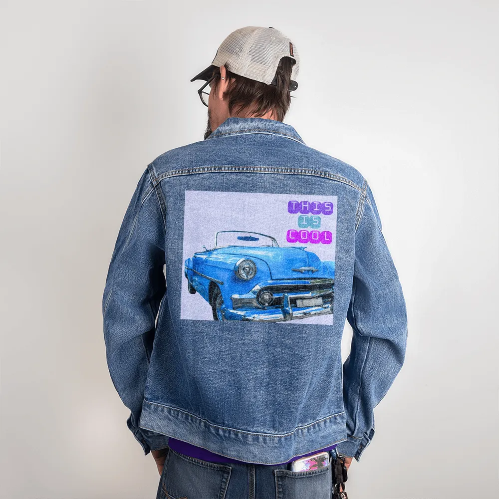Classic Old Car is Cool DTG Denim Jacket for Men