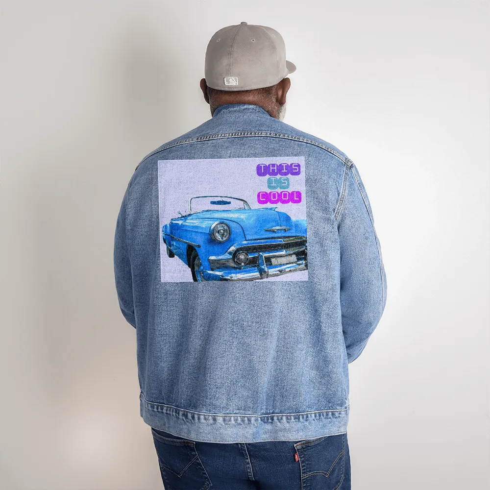 Classic Old Car is Cool DTG Denim Jacket for Men