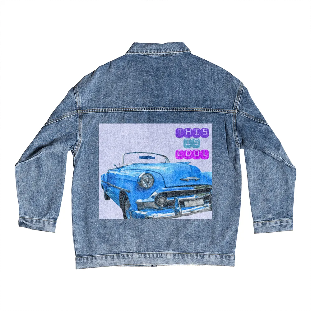 Classic Old Car is Cool DTG Denim Jacket for Men