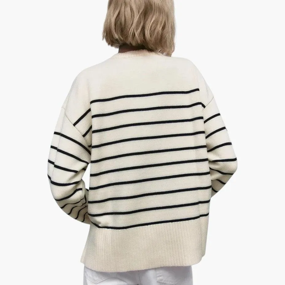 Classic Striped Crew Neck Jumper for Women