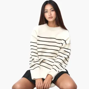 Classic Striped Crew Neck Jumper for Women