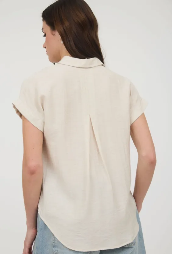 Collared Cuff Sleeve Back Pintuck Shirt
