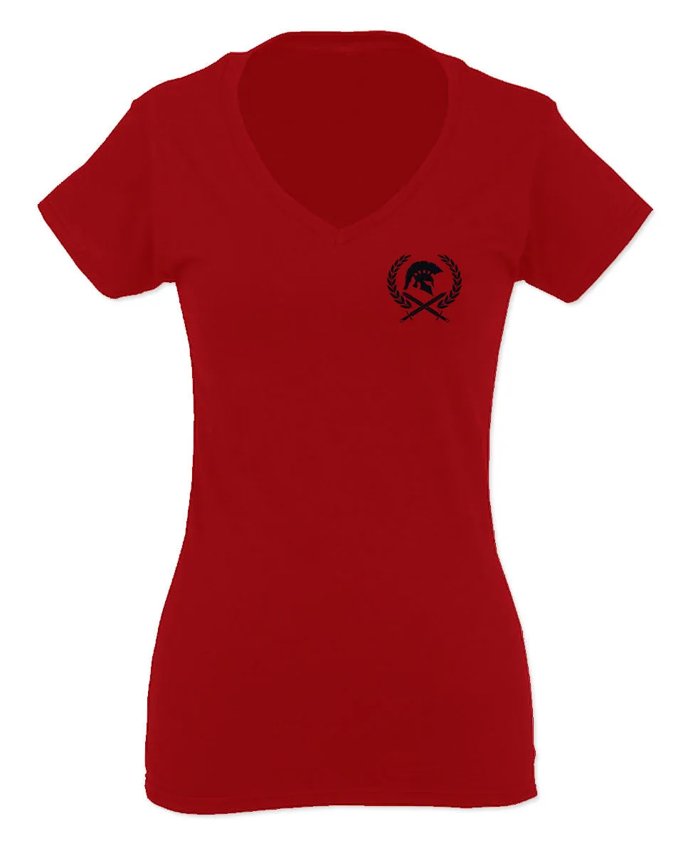 Come and Take Greek Molon Labe Spartan Workout American For Women V neck fitted T Shirt