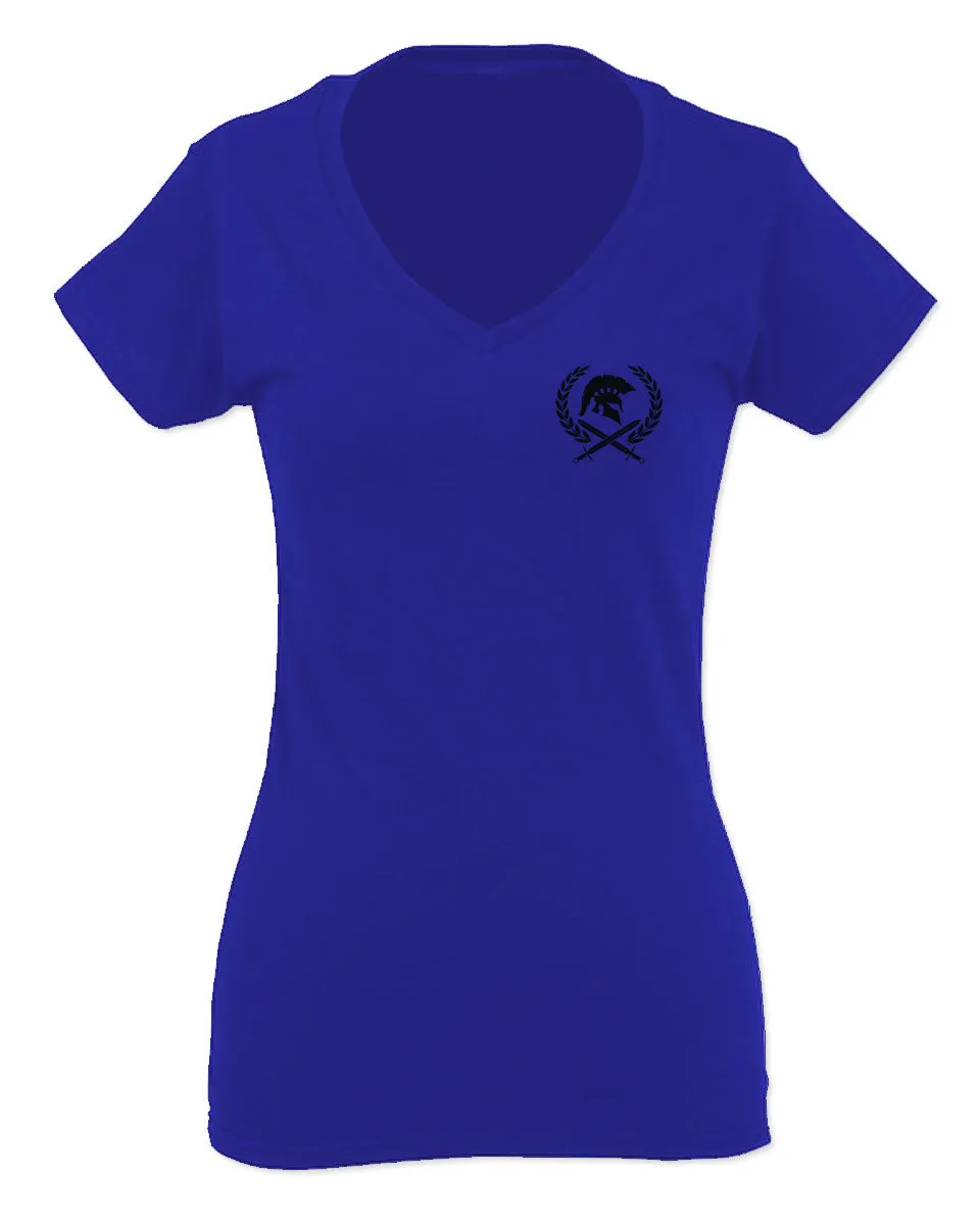 Come and Take Greek Molon Labe Spartan Workout American For Women V neck fitted T Shirt