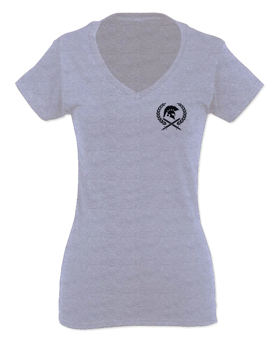 Come and Take Greek Molon Labe Spartan Workout American For Women V neck fitted T Shirt
