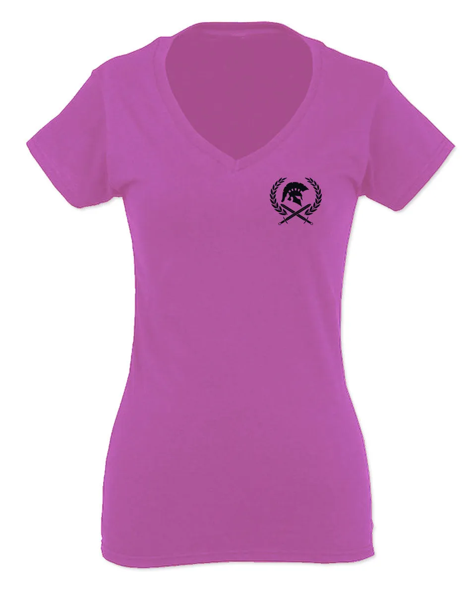 Come and Take Greek Molon Labe Spartan Workout American For Women V neck fitted T Shirt