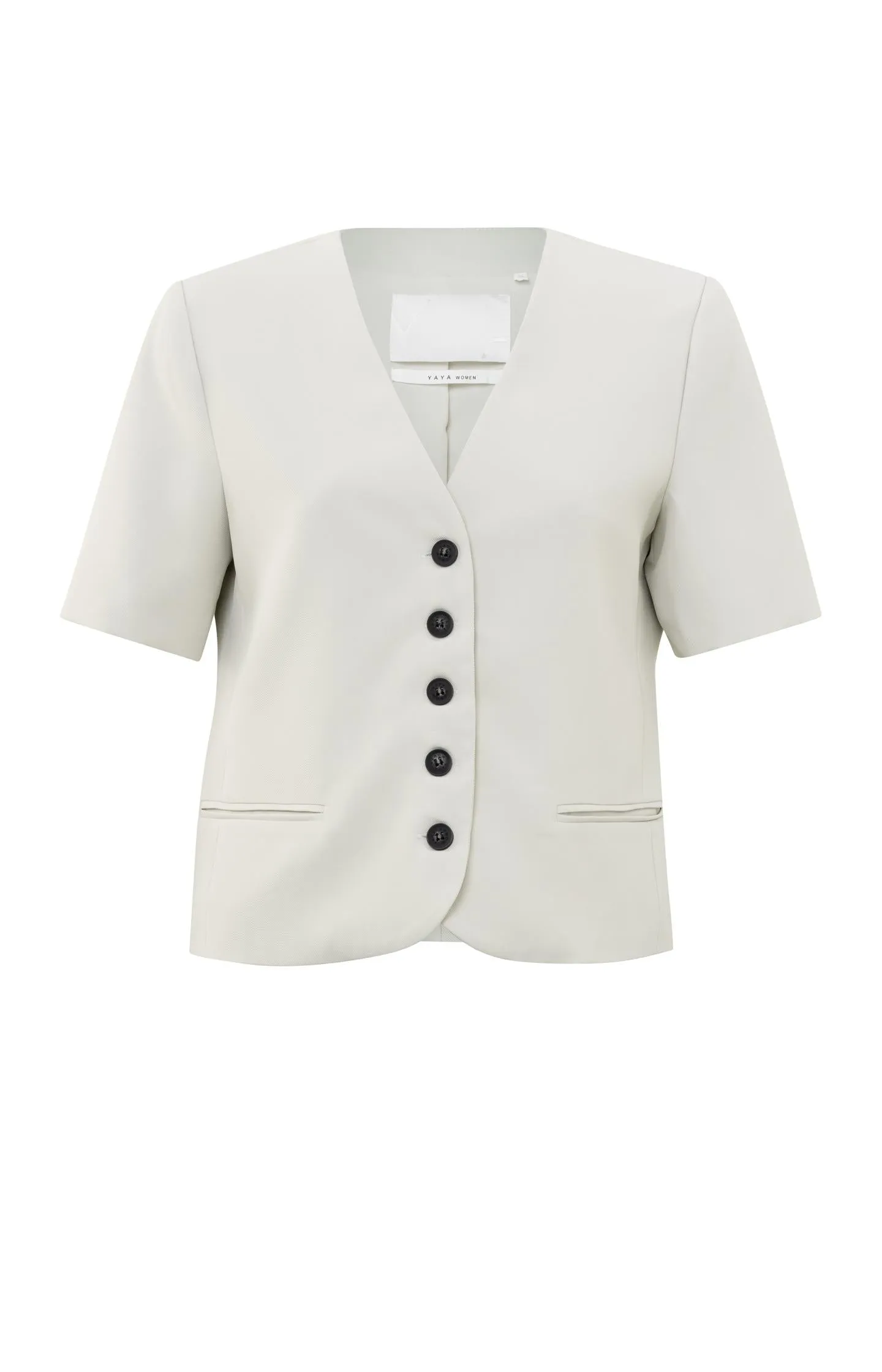 Cropped blazer with short sleeves and buttons