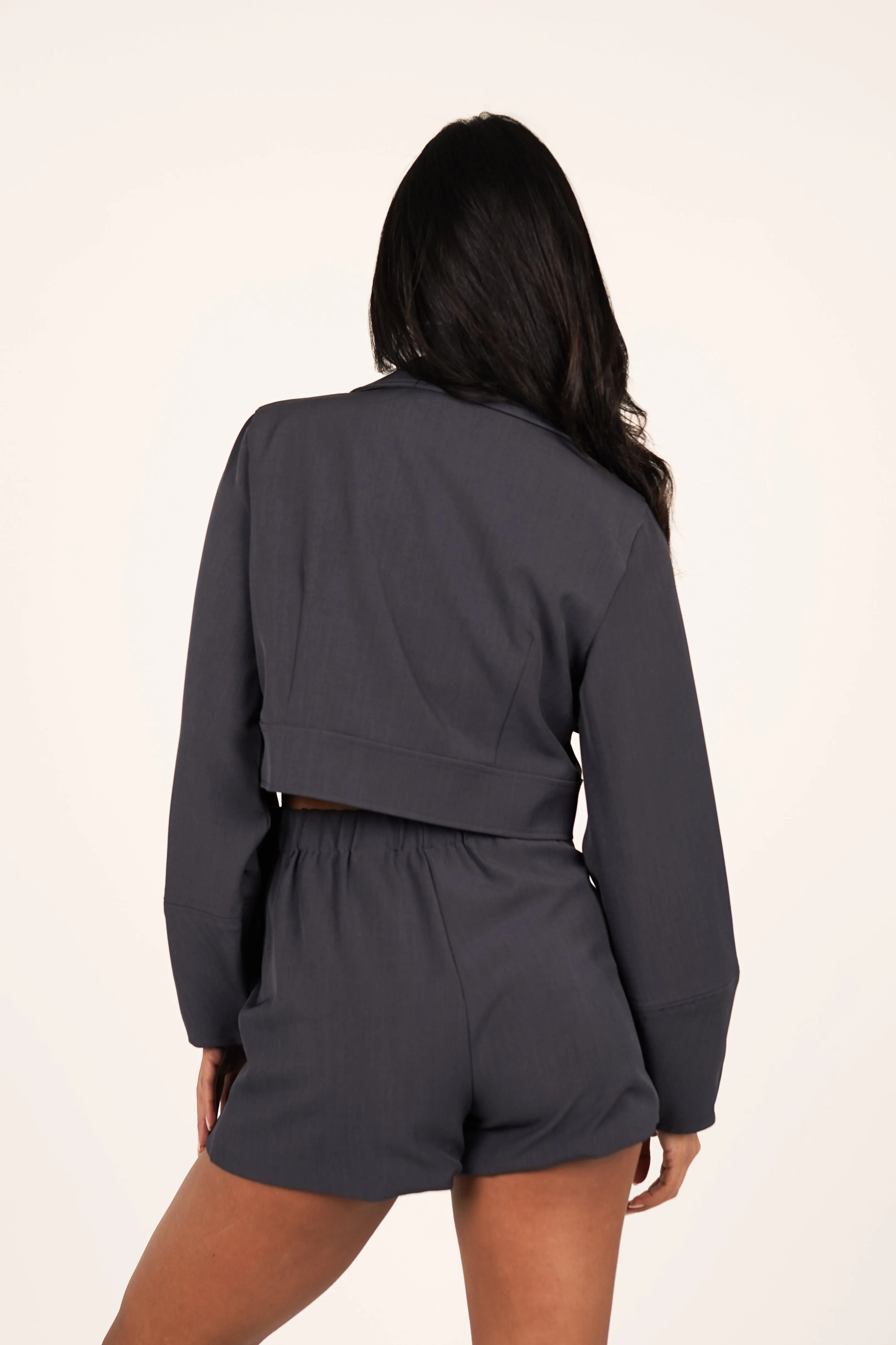 Cropped cargo jacket grijs - Bridget