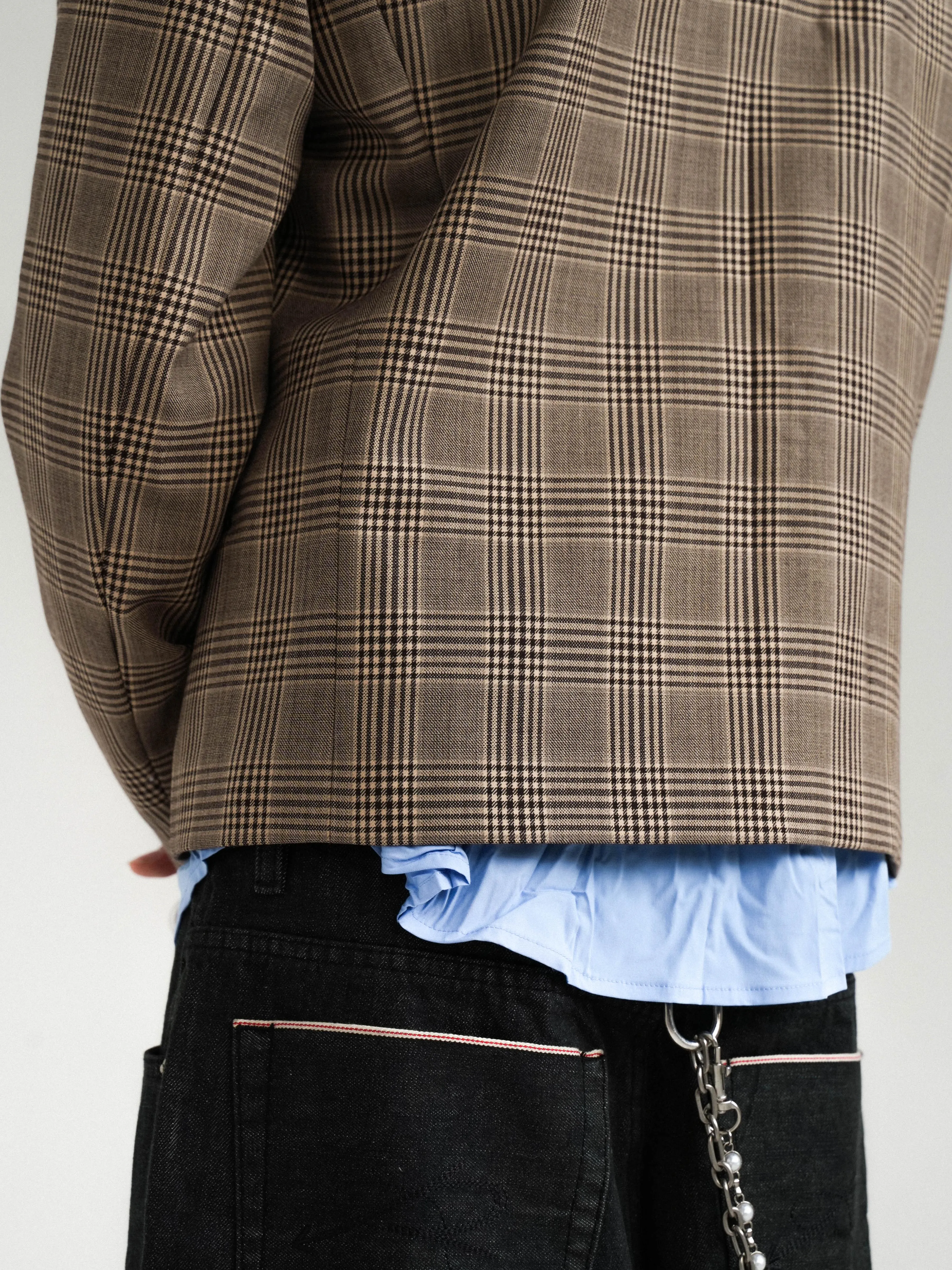 Cropped Double-Breasted Check Suit