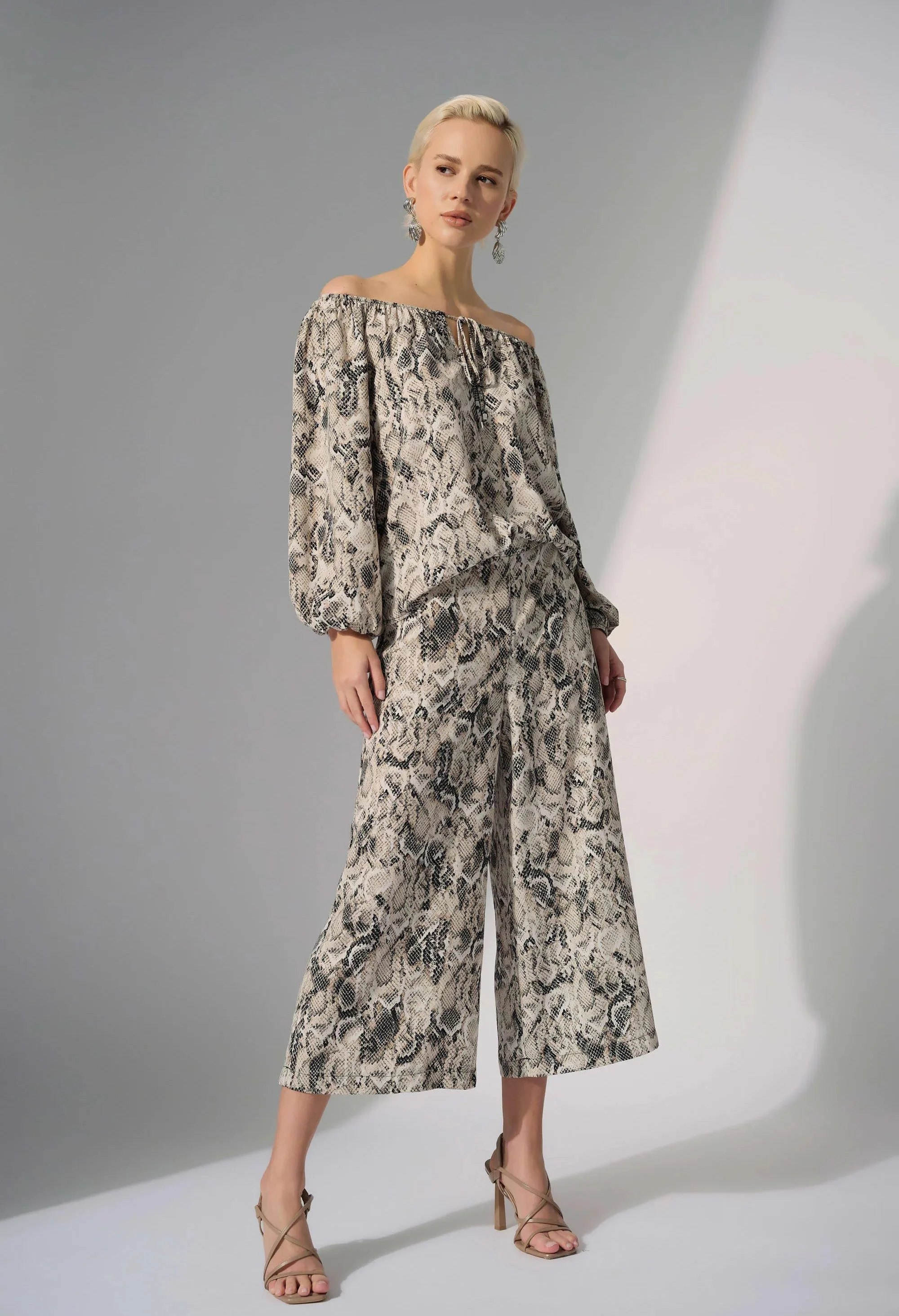 Cropped Snake Print Trousers