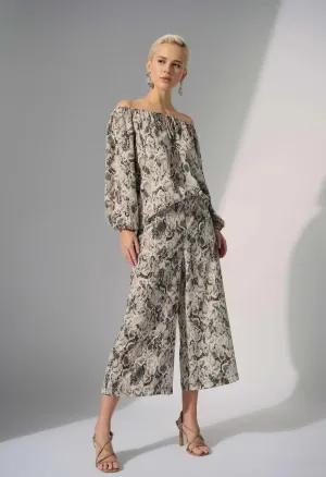 Cropped Snake Print Trousers