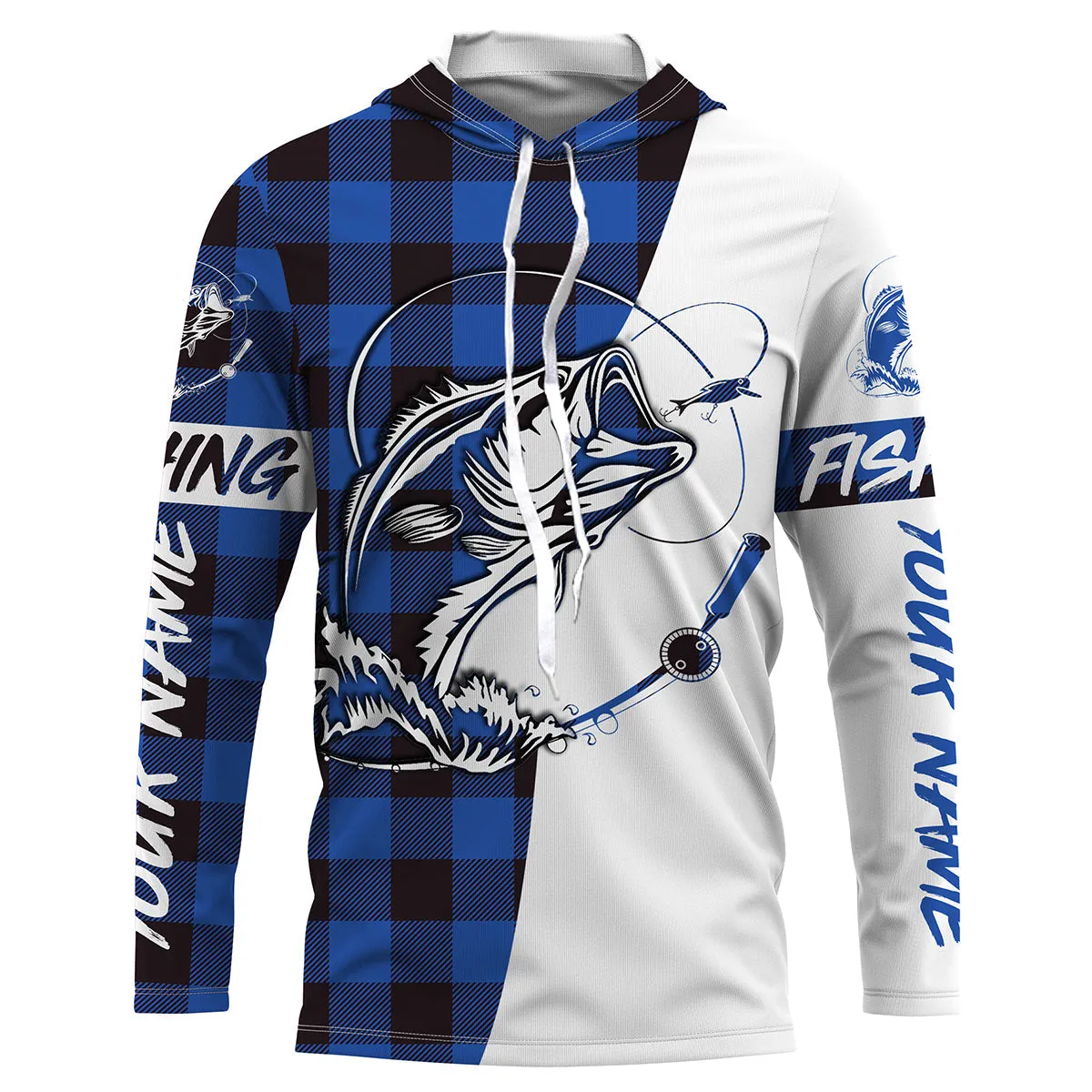 Custom Bass Fishing Blue Plaid Fishing Shirts, Fall Bass Fishing, Fishing Christmas gifts IPHW1856