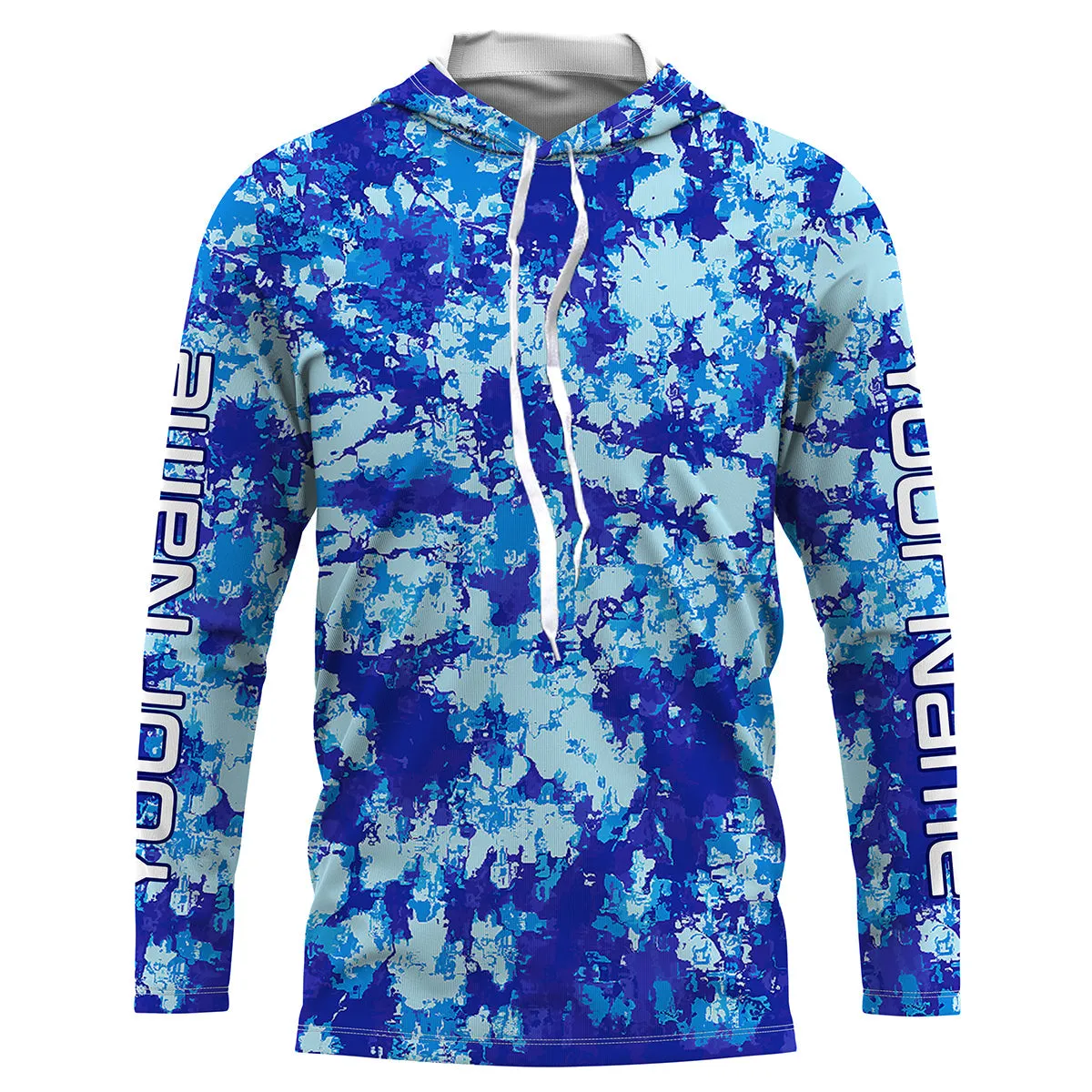 Custom Blue Tie dye camo Long Sleeve performance Fishing Shirts, personalized Fishing jerseys IPHW1707