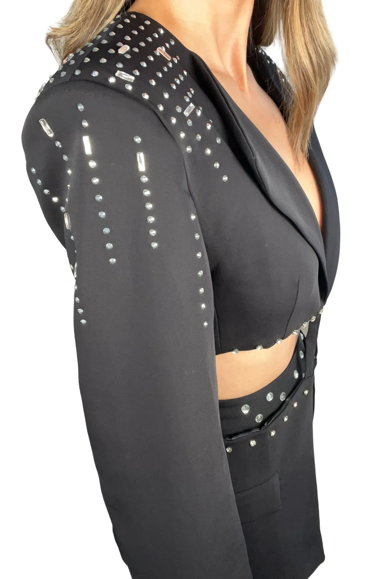 Cutout Rhinestone Blazer Mini Dress