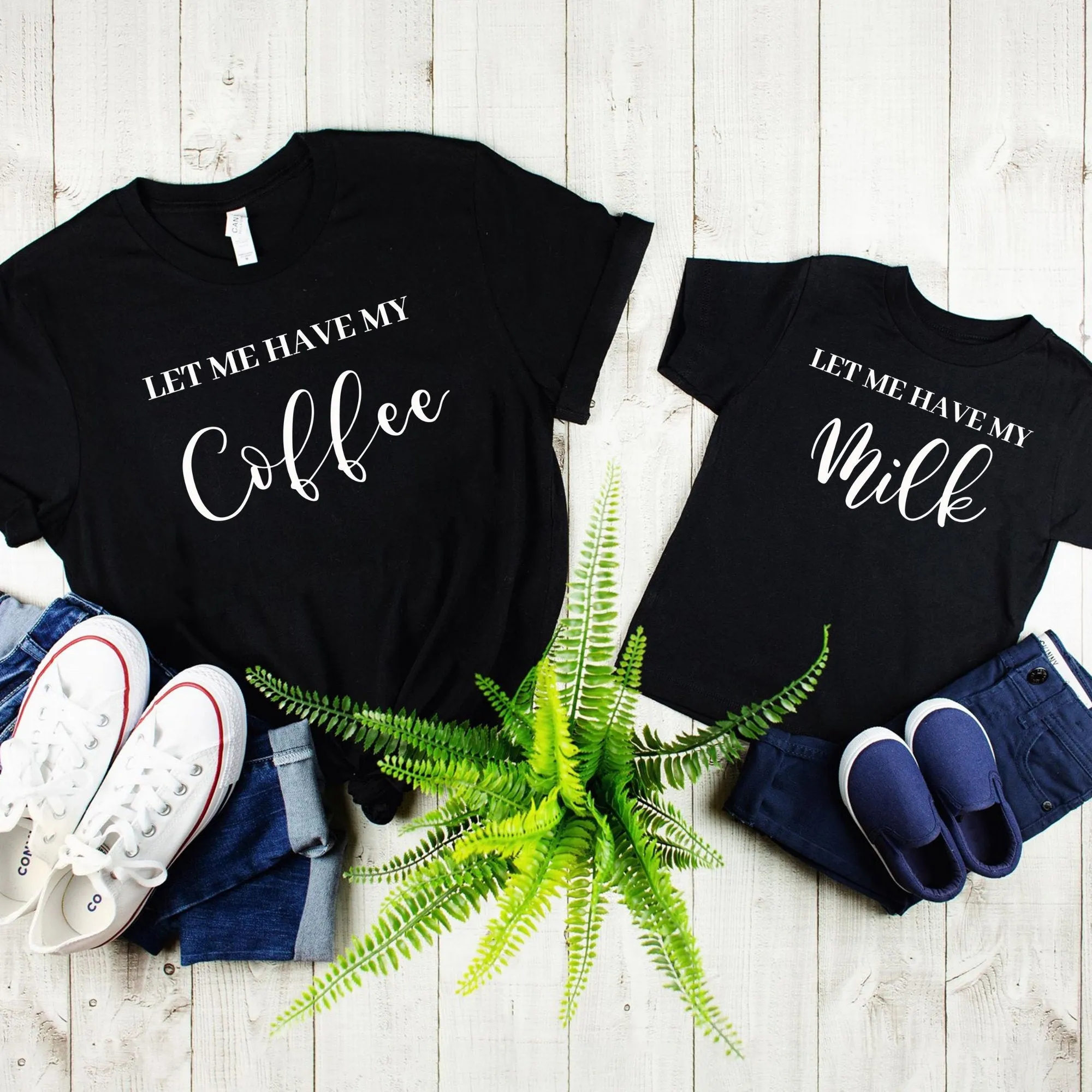 Daddy And Son Matching Shirts,Daddy And Me Matching,Let Me Have My Coffee & Let Me Have My Milk Tee,Gift For Dad And Son, Dad And Son Shirts