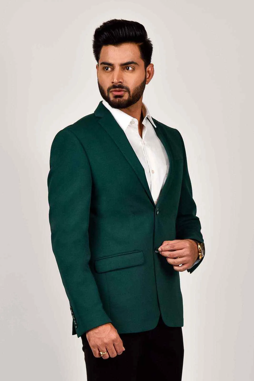 Dark Green Knitted Blazer