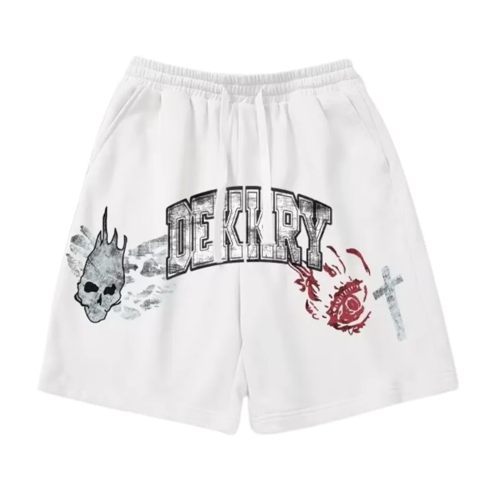 Dark Skull Letter Print Shorts