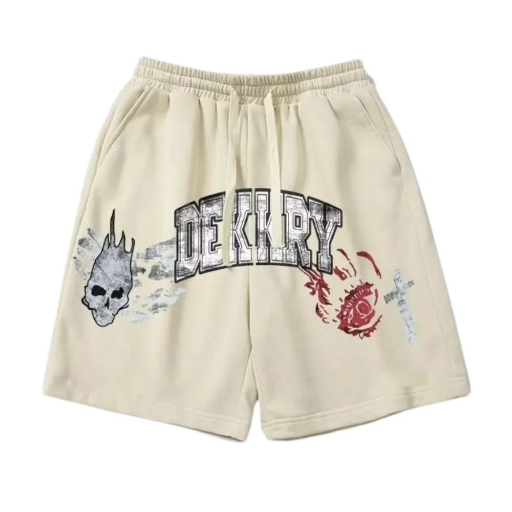 Dark Skull Letter Print Shorts