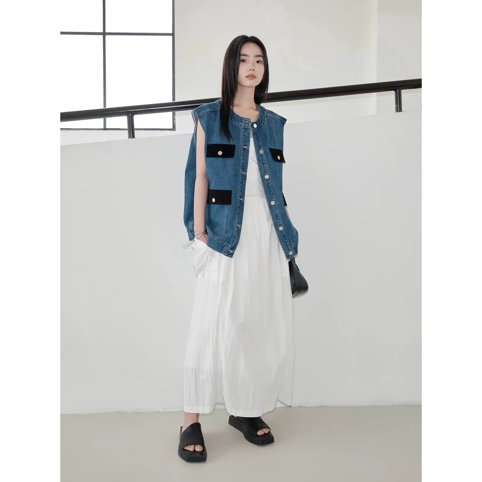 Denim Vest and Skirt Set