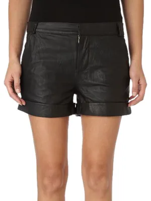 Distressed Edge Leather Shorts