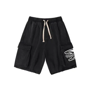 Divine Visionz Snow Wash Raw Hem Cargo Shorts