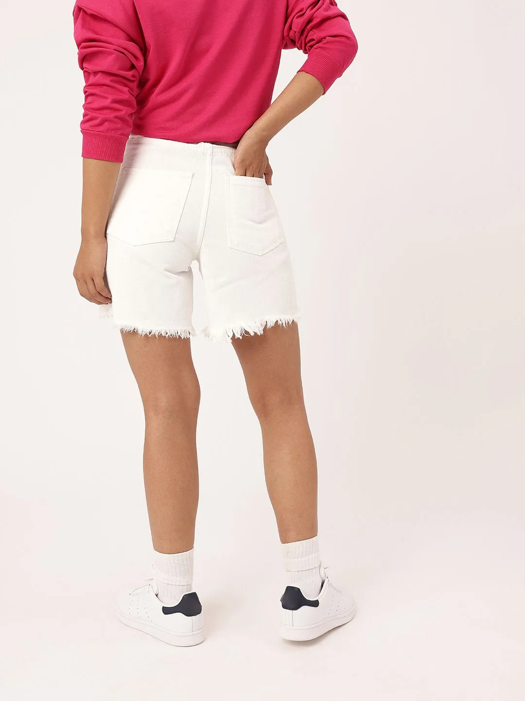 DressBerry Women City Cool Frayed Denim Shorts